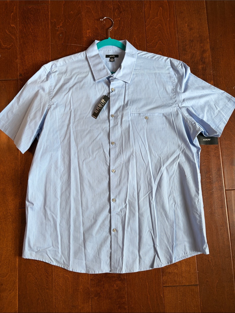 Alfani Light Blue Short Sleeve Button-Down Shirt